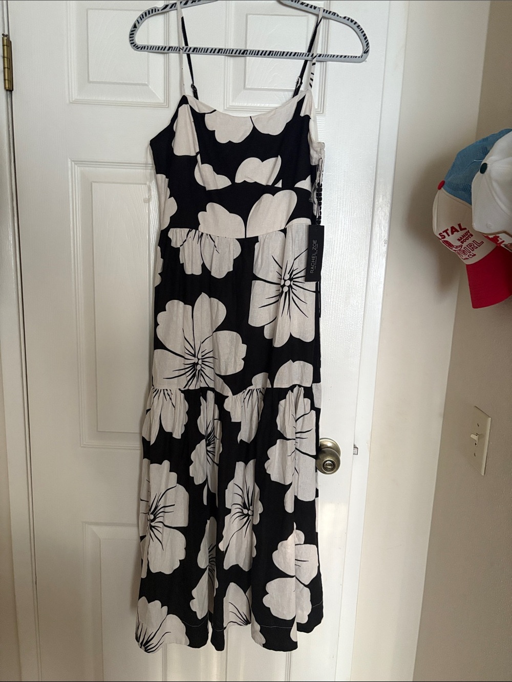 Rachel Zoe Black Maxi Dress with Cream Floral Print